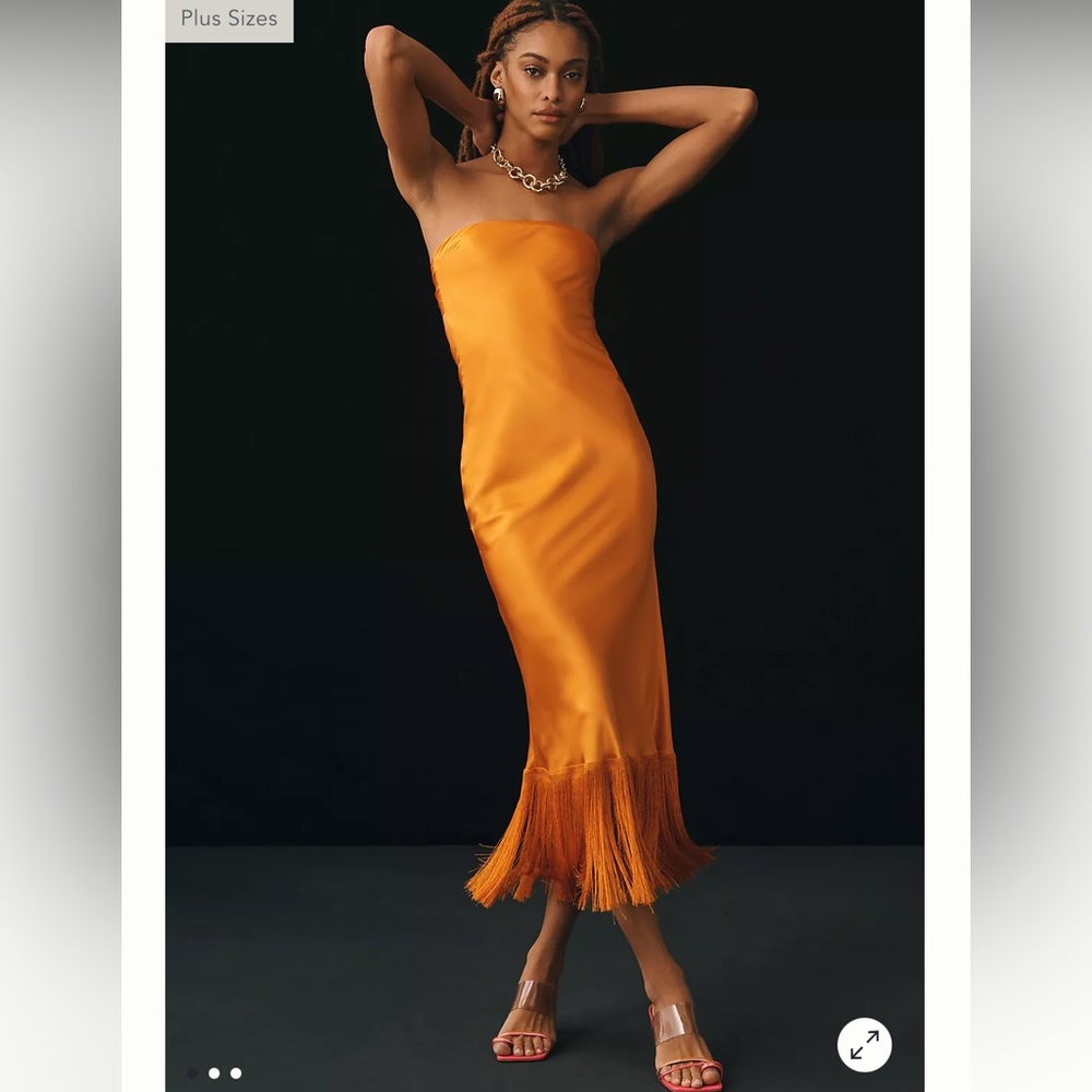 Anthropologie - Delfi Orange Silk Fringe Dress
